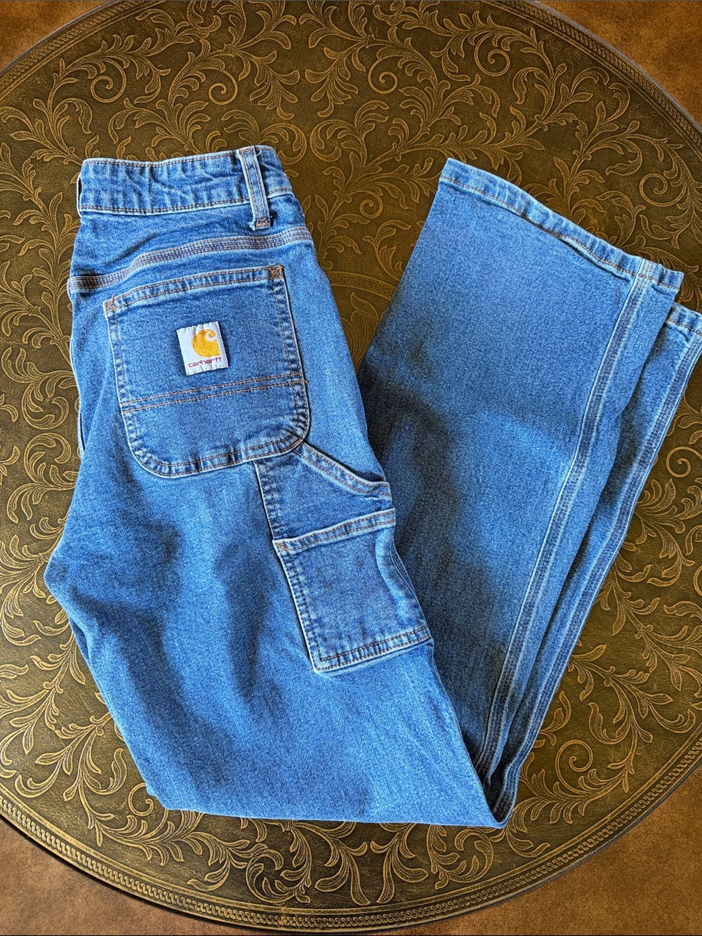 Carhartt Youth size 14 Classic Medium Blue Relaxed Carpenter Jeans